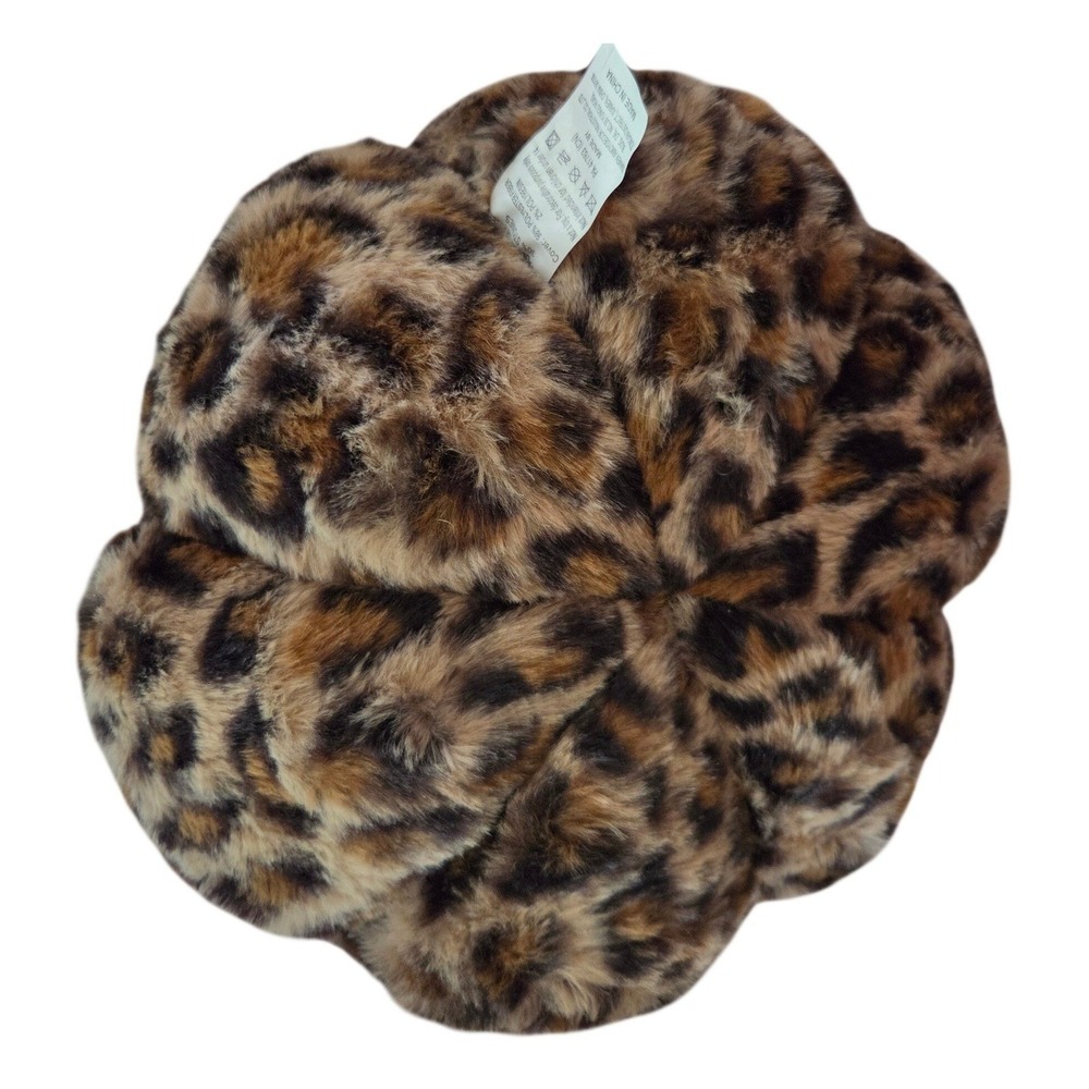 Rachel Zoe Pumpkin Decor OS Brown New Leopard Faux Fur Gold Stem Glam - Picture 3 of 4